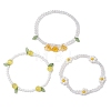 3Pcs 3 Colors Acrylic Charms Bracelets Sets for Women BJEW-TA00577-7