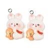 Christmas Theme Rabbit Opaque Resin Pendants RESI-S08-04B-1