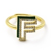 Mixed Color Enamel Initial Letter Adjustable Ring with Clear Cubic Zirconia RJEW-P045-01G-F-2