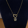 304 Stainless Steel Heart with Initial Pendant Necklaces for Women FS-WG4DC9E-23-1