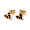 Heart 304 Stainless Steel Rhinestone Stud Earrings EJEW-A081-15G-2