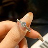 Rhodium Plated 925 Sterling Silver Pave 6.5x3.9mm Moissanite Finger Rings for Women WG36A3D-21-1