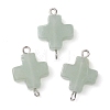 Natural Mixed Gemstone Cross Connector Charms PALLOY-JF02827-3