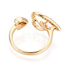 Heart Brass Micro Pave Clear Cubic Zirconia Cuff Rings Setting KK-T079-53G-3