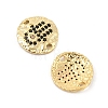 Brass Micro Pave Black Cubic Zirconia Disc with Hamsa Hand Connector Charms KK-P300-24G-02-2