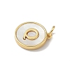 Brass Pave Natural Shell Flat Round with Letter Charms KK-Z115-13G-Q-2
