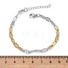 304 Stainless Steel Dapped Chains Bracelets for Women BJEW-D466-08B-GP-3