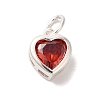 925 Sterling Silver Cubic Zirconia Heart Charms with Jump Rings FIND-U013-10S-03-1