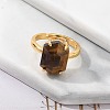 Hexagon Natural Tiger Eye Finger Rings RJEW-B113-02G-05-4