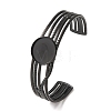 304 Stainless Steel Multi-strand Cuff Bracelet Blanks with Flat Round Bezel Settings SA-CBA4160-01B-EB-1