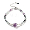 Natural Fluorite Round & Synthetic Non-magnetic Hematite & White Shell Beaded Bracelets for Women BJEW-K251-02B-2