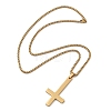 304 Stainless Steel Inverted Cross Pendant Box Chain Necklaces NJEW-NH0001-07G-3