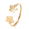 304 Stainless Steel Flower Cuff Bangles for Women BJEW-Z157-02G-01-2