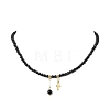 Faceted Round Synthetic Blue Goldstone Beaded Necklaces NJEW-JN05661-1