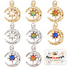 8Pcs 8 Colors Brass Micro Pave Clear Cubic Zirconia Glass Pendants KK-BBC0003-79-1