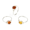 Natural Amber Finger Rings RJEW-JR01040-3