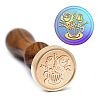 Brass Wax Seal Stamp with Handle AJEW-WH0184-1143-4