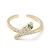 Green Cubic Zirconia Snake Open Cuff Ring RJEW-I094-17G-2