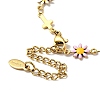Enamel Flower & Cross Link Chain Bracelet BJEW-C023-01G-01-5