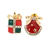 Christmas Alloy Crystal Rhinestone Asymmetrical Stud Earrings for Women EJEW-M256-01A-G-1