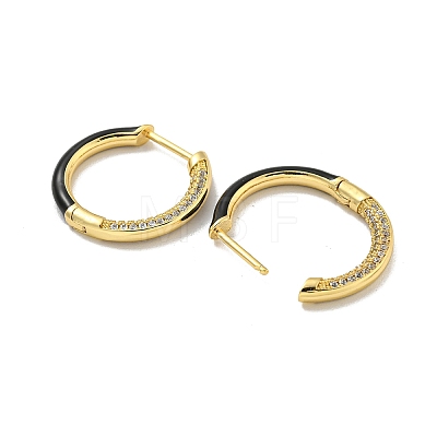 Brass Micro Pave Cubic Zirconia Hoop Earring EJEW-C088-25G-02-1