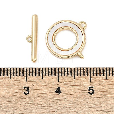 Brass & Shell Toggle Clasps KK-K391-10G-1