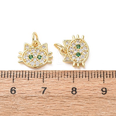 Brass Micro Pave Green Cubic Zirconia Charms CU-E003-18G-10-1