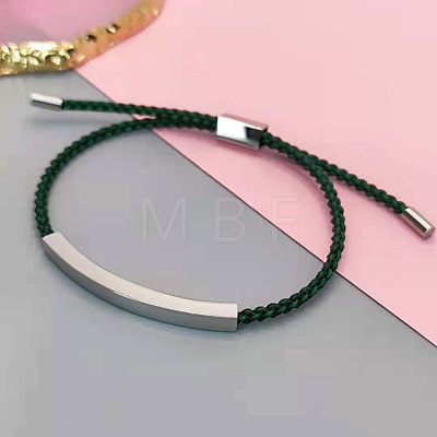 304 Stainless Steel & Braided Cotton Cord Slider Bracelets FS-WG628A0-03-1