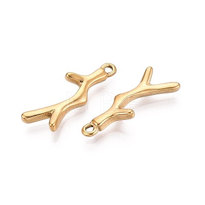 304 Stainless Steel Branch Pendants STAS-T067-49G-1