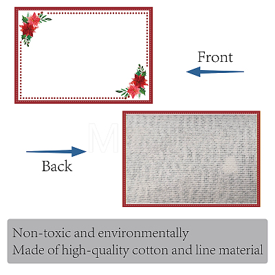 Rectangle with  Flower Pattern Cotton Linen Cloth Table Mat AJEW-WH0196-004-1