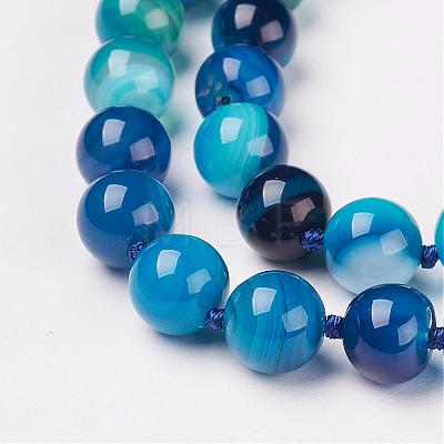 Natural Dyed Agate Beads Necklaces NJEW-F139-6mm-14-1