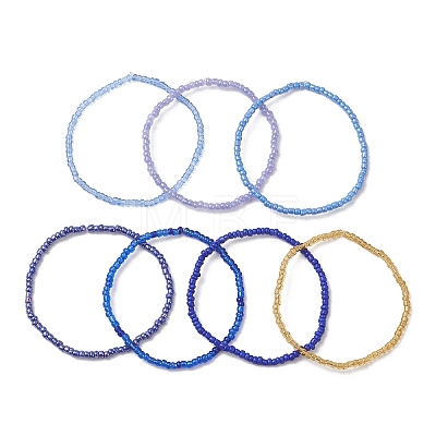 7Pcs Glass Seed Beads Stretch Bracelets for Women BJEW-MZ00265-1