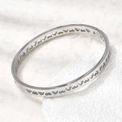 Hollow 304 Stainless Steel Hinged Bangles for Women BJEW-H644-06P-1