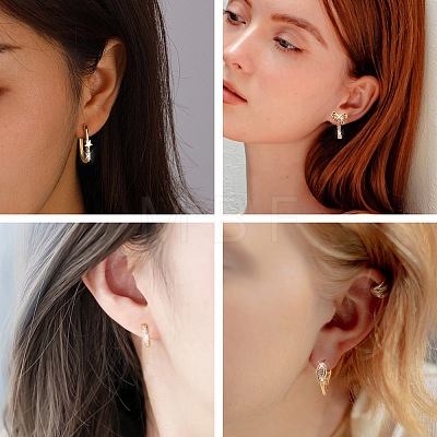 Yilisi 6Pairs 6 Styles Cubic Zirconia Hoop Earrings EJEW-YS0001-02-1