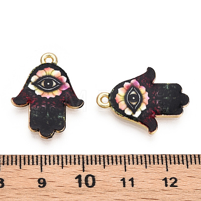 Printed Light Gold Tone Alloy Pendants ENAM-N056-206B-1