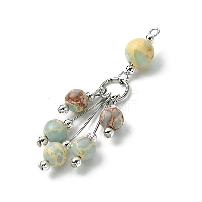 6Pcs 6 Styles Mixed Stone Round Tassel Big Pendants PALLOY-JF03281-1