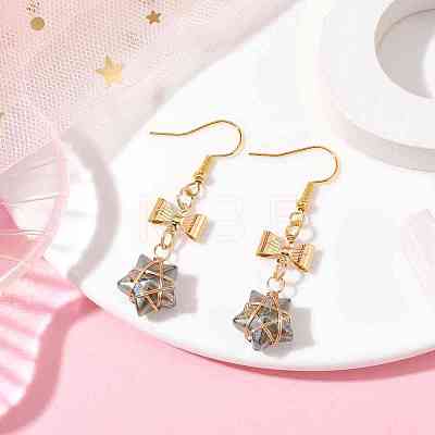 Glass Star Dangle Earrings EJEW-JE05548-03-1