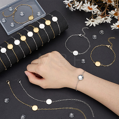 16Pcs 2 Colors 304 Stainless Steel Paperclip Chain Satellite Chain Bracelet Making BJEW-SP0001-32A-1