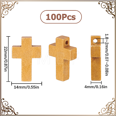 100Pcs Wood Pendants WOOD-SC0001-51-1