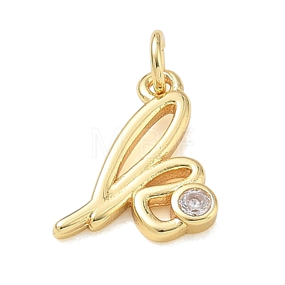 Brass Micro Pave Clear Cubic Zirconia Charms KK-D289-66G-K-1