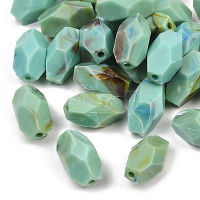Two Tone Opaque Acrylic Imitation Gemstone Beads OACR-T033-07B-1