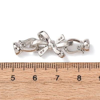Brass Micro Pave Clear Cubic Zirconia Fold Over Clasps KK-D259-06P-1