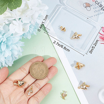 10Pcs 2 Styles Brass Clear Cubic Zirconia Pendants KK-BBC0005-43-1