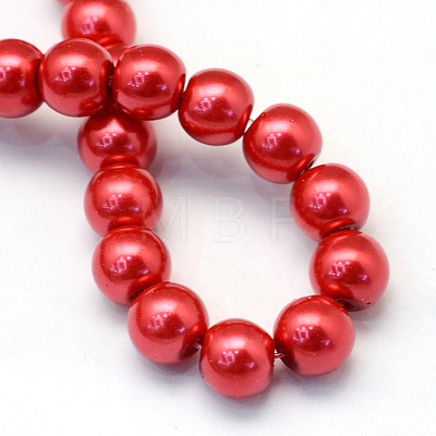 Baking Painted Pearlized Glass Pearl Round Bead Strands HY-Q003-6mm-74-1