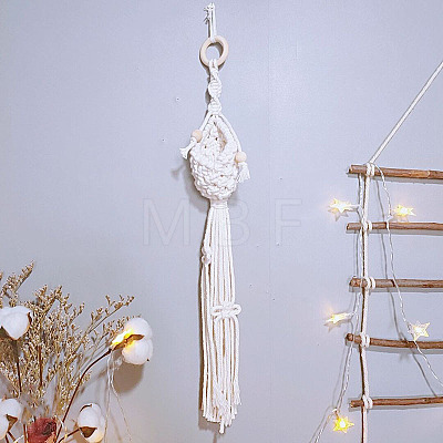 Bohemian Macrame Woven Cotton Wall Hanging Baskets PW-WG35244-01-1