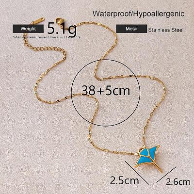 304 Stainless Steel Ocean Ray Fish Pendant Necklaces for Women RI8300-1