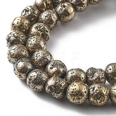 Electroplated Natural Lava Rock Beads Strands G-A251-E01-01F-1