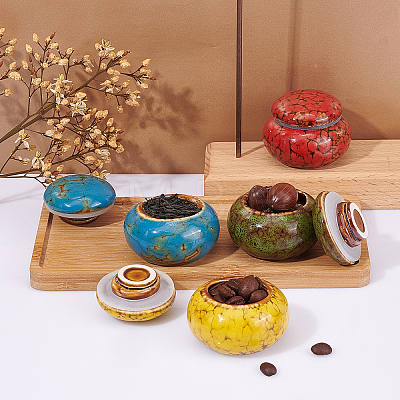 CHGCRAFT 4Pcs 4 Colors Handmade Porcelain Storage Containers CON-CA0001-007-1