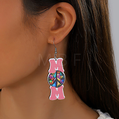 Mother's Day Wood Dangle Earrings FS-WG7FF6E-06-1