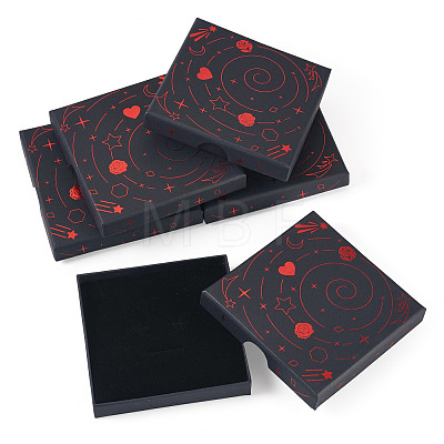 5Pcs Hot Stamping Planet Cardboard Jewelry Packaging Boxes CON-TA0001-44E-1